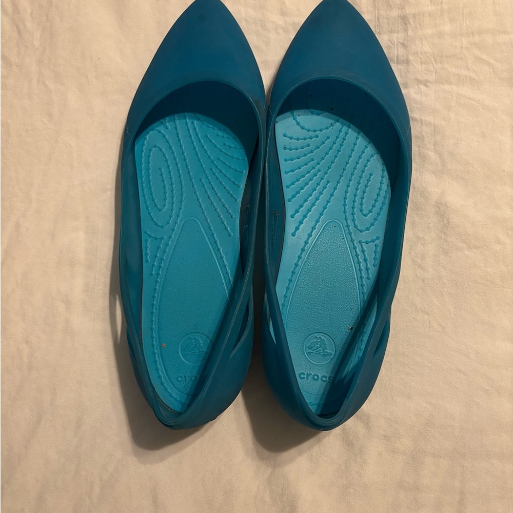 CROCS Women's Teal Pointed-Toe Slip-On Flats